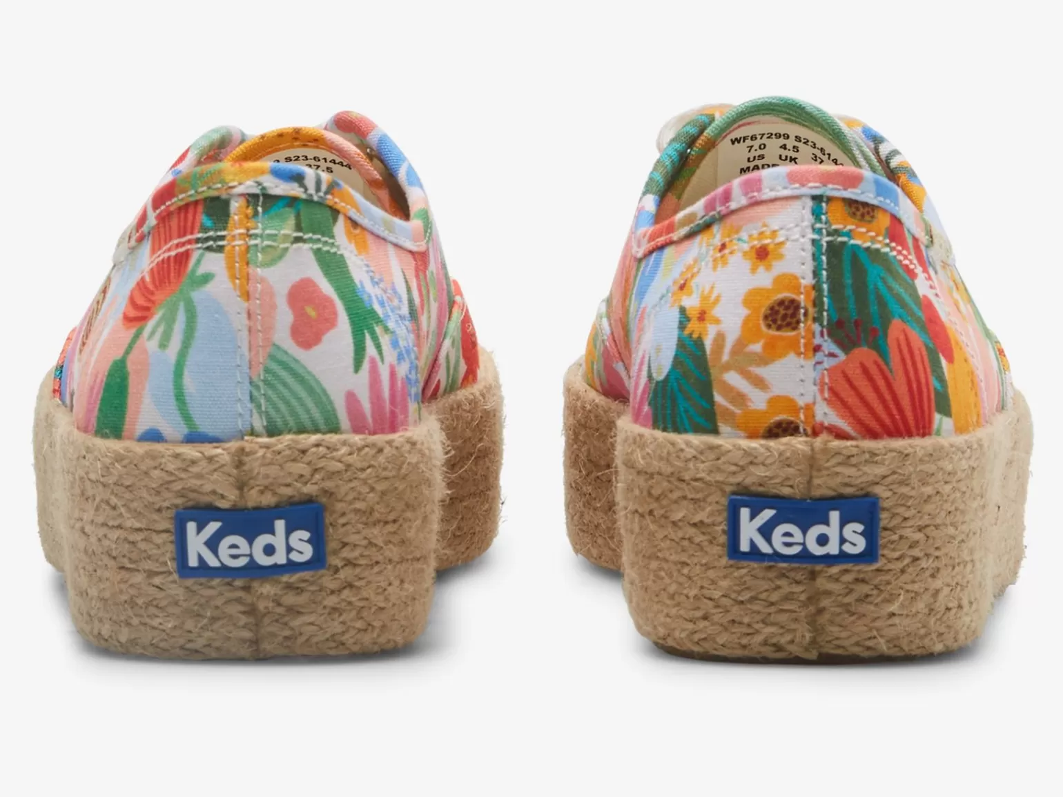 Keds Platforms>Women's X Rifle Paper Co. The Platform Jute Sicily White Multi