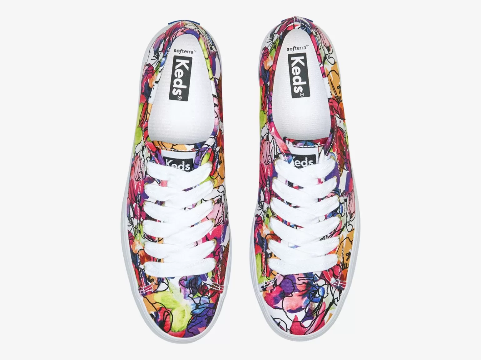 Keds Platforms>Women's Triple Up Watercolor Floral Sneaker White Purple